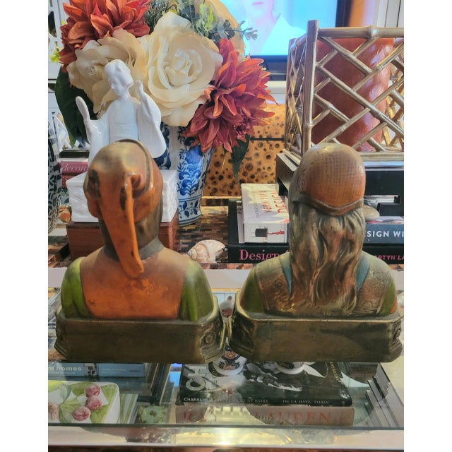 Late 20th Century Vintage Dante & Beatrice Pompeian Bronze Colored Bookend Statues- a Pair For Sale - Image 5 of 9