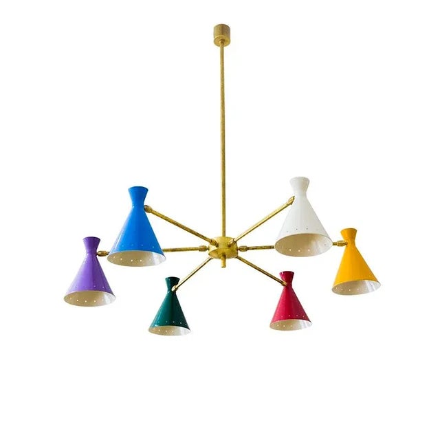 Metal Mid-Century Modern Italian Adjustable Chandelier, 1960s For Sale - Image 7 of 7