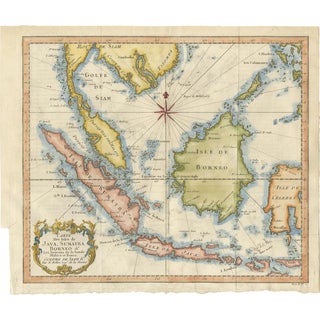 Java and Sumatra and Borneo Map by Bellin & Van Schley, 1750s For Sale