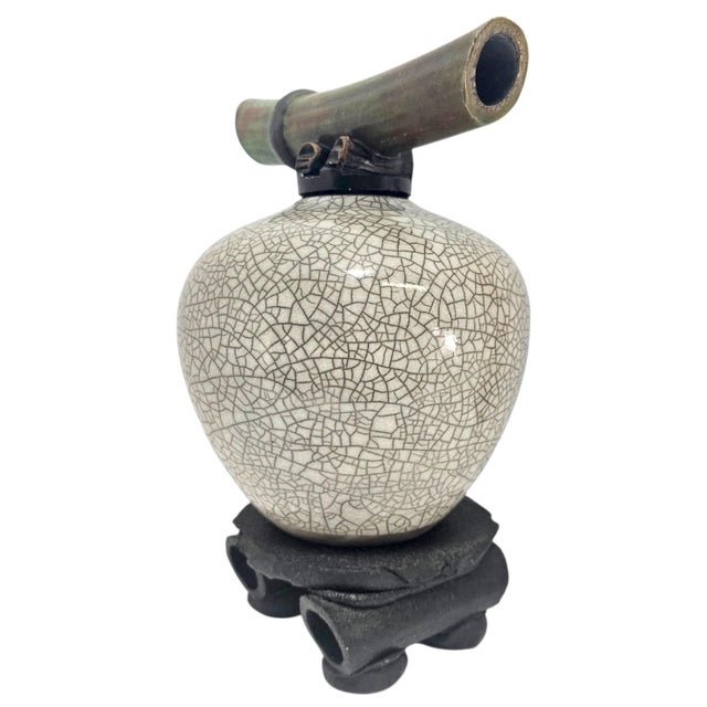 1999 Matthew Lovein Classic Wish Keeper Raku Sculpture With Provenance For Sale - Image 12 of 18