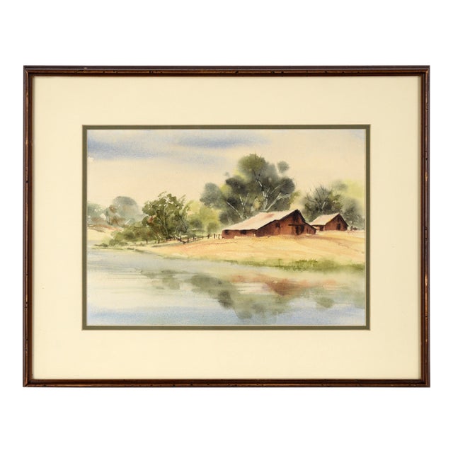 "Shenandoah Valley" - Rural California Landscape in Watercolor on Paper by Alice Duke For Sale