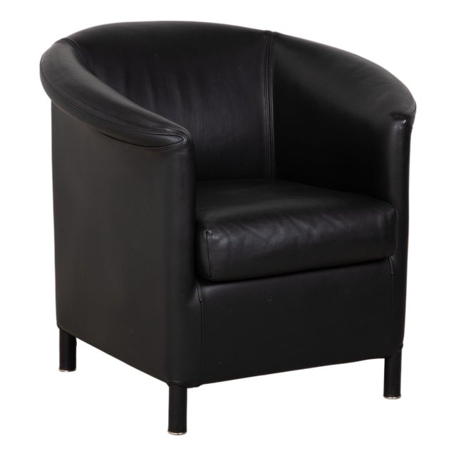 Black Leather Aura Armchair by Paolo Piva for Wittmann For Sale