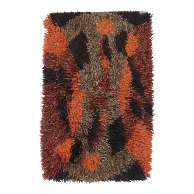 Vintage Swedish Rya Runner With Multicolor Abstract Pattern - Rug & Kilim For Sale