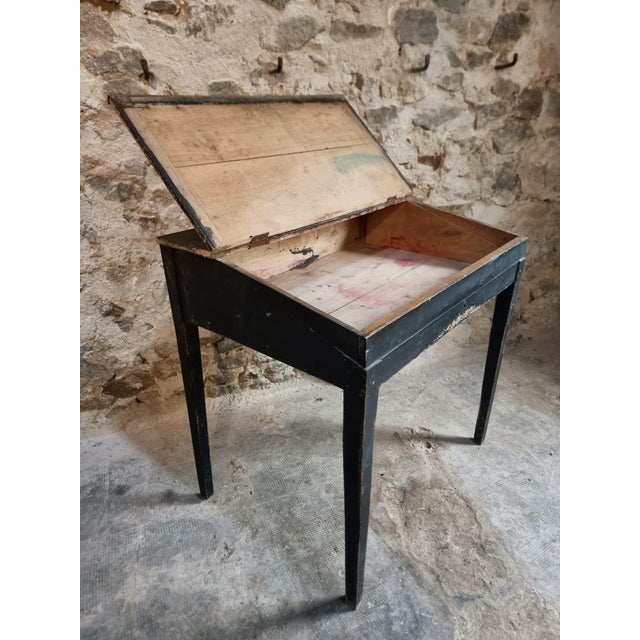 Antique French Black School Lift Top Desk, 1900s For Sale - Image 4 of 18