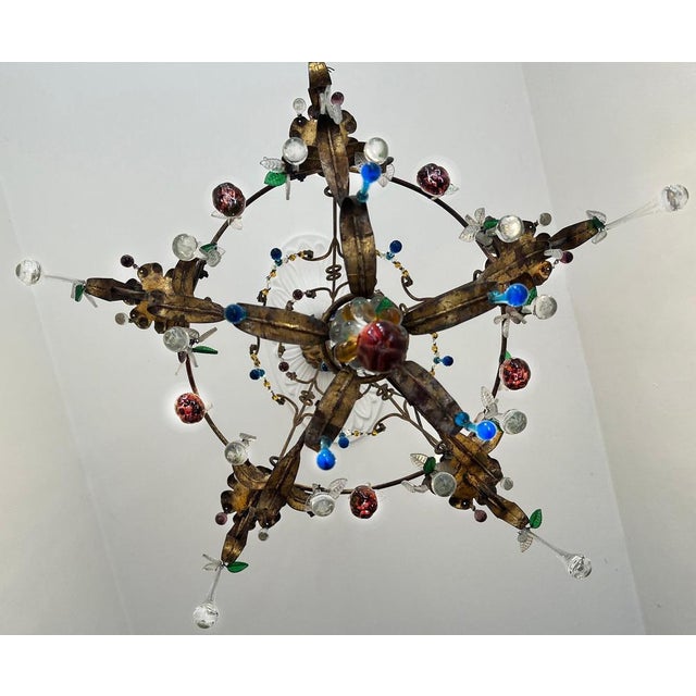 Metal Bette Davis Fruits Murano Chandelier, 1950s For Sale - Image 7 of 17