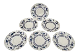 J & G Meakin England Classic Blue Nordic Saucer Set of 6