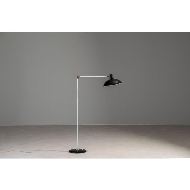 Anvia Black Floor Lamp by J.J.M. Hoogervorst for Anvia, Almelo, Netherlands, 1950 For Sale - Image 4 of 15