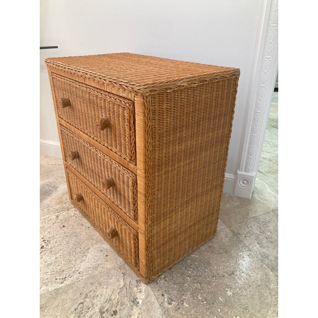 Boho Chic Rattan Wicker 3 Drawer Chest Dresser For Sale - Image 13 of 13