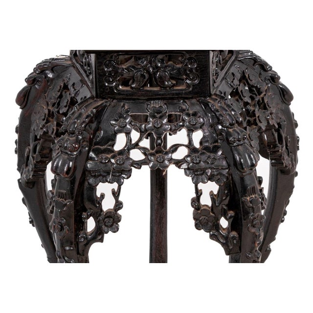 Chinese Hardwood and Marble Pedestal, 19th Century For Sale - Image 4 of 4