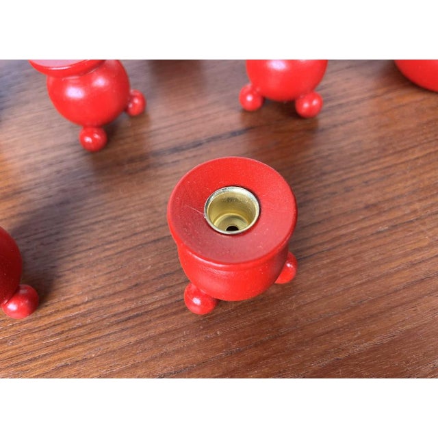 Mid-Century Traditional Swedish Wooden Christmas Candleholders, 1960s, Set of 12 For Sale - Image 6 of 13