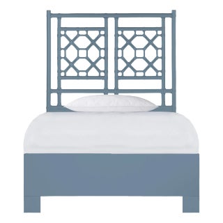 Lattice Back Platform Bed Twin, Regatta Blue For Sale