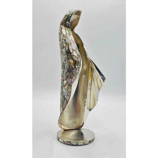 Los Castillo 1980s Large Silver & Abalone Madonna Sculpture by Emilia Castillo for Los Castillo For Sale - Image 4 of 18