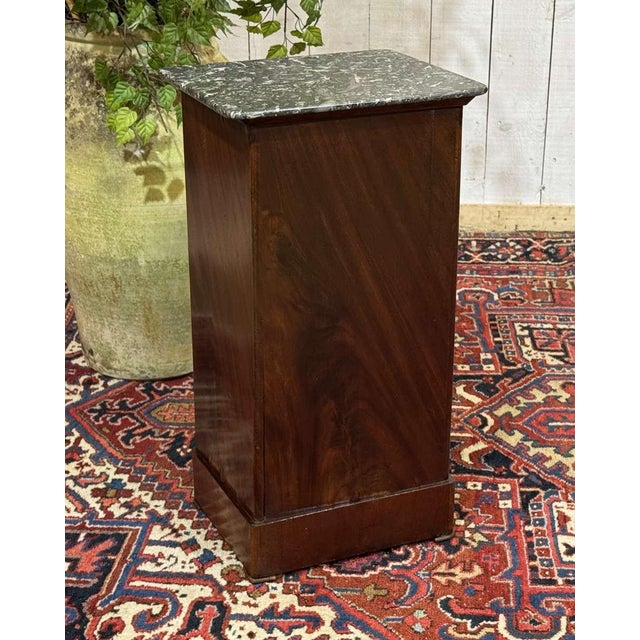 Antique Bedside Table in Mahogany with Grey Marble Top, 1800s For Sale - Image 11 of 16