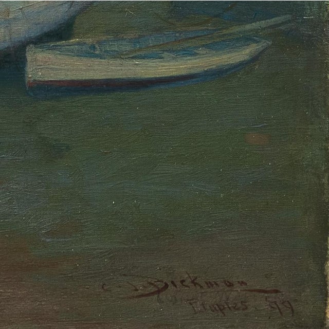 'Etaples' by Charles John Dickman, Nocturne With Boats, Académie Julian, Paris Salon, San Francisco For Sale - Image 9 of 10