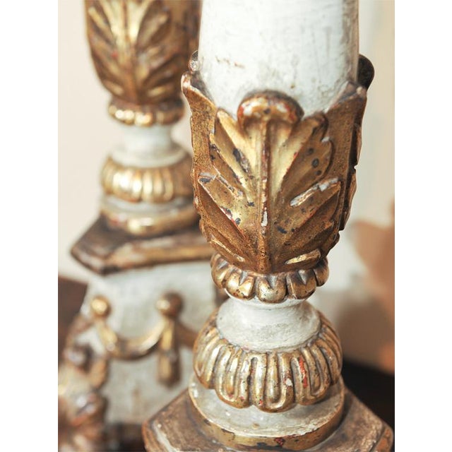 White and Gold Large Scale Italian Pricket Sticks - a Pair For Sale - Image 9 of 9