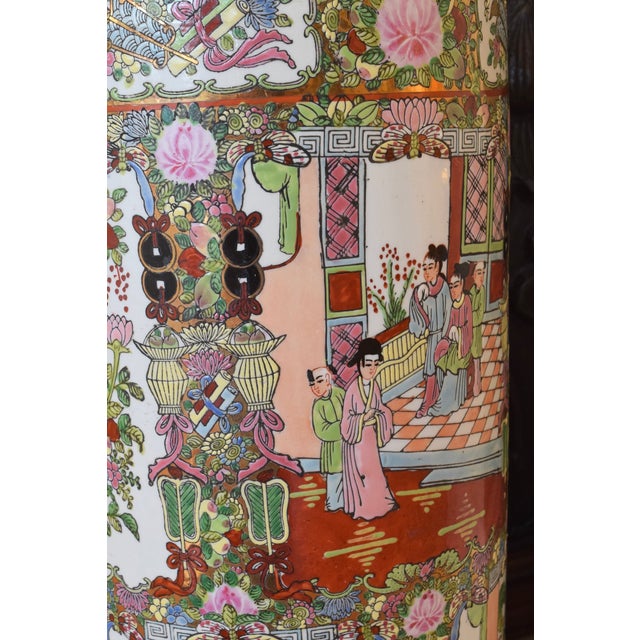 1980s Chinese Famille Rose Porcelain Umbrella Stand For Sale In San Diego - Image 6 of 10