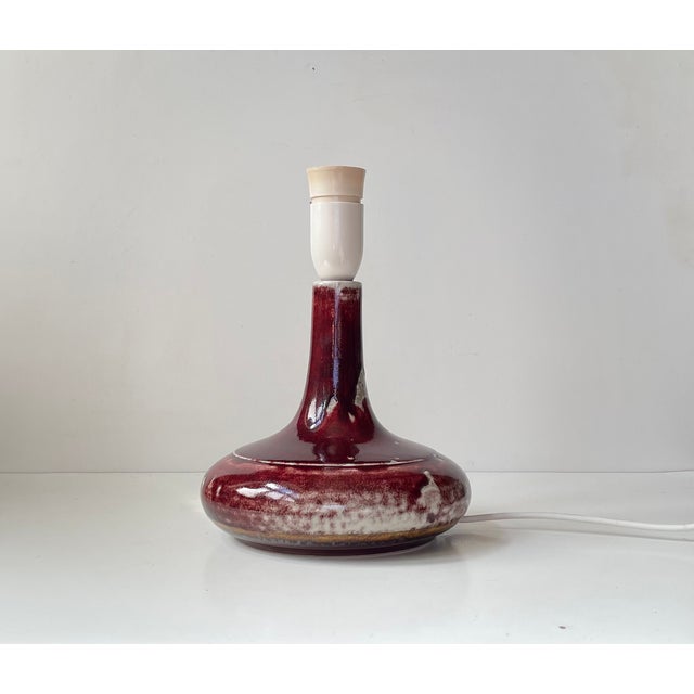 Red Mid-Century Oxblood Red Stoneware Table Lamp from Desiree & Le Klint, 1960s For Sale - Image 8 of 11