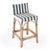Transitional Serienna 24.5 in. Seat Height Rectangular Rattan Low Back Counter Stool, White/Navy Stripe/ Natural Rattan Frame For Sale - Image 3 of 11
