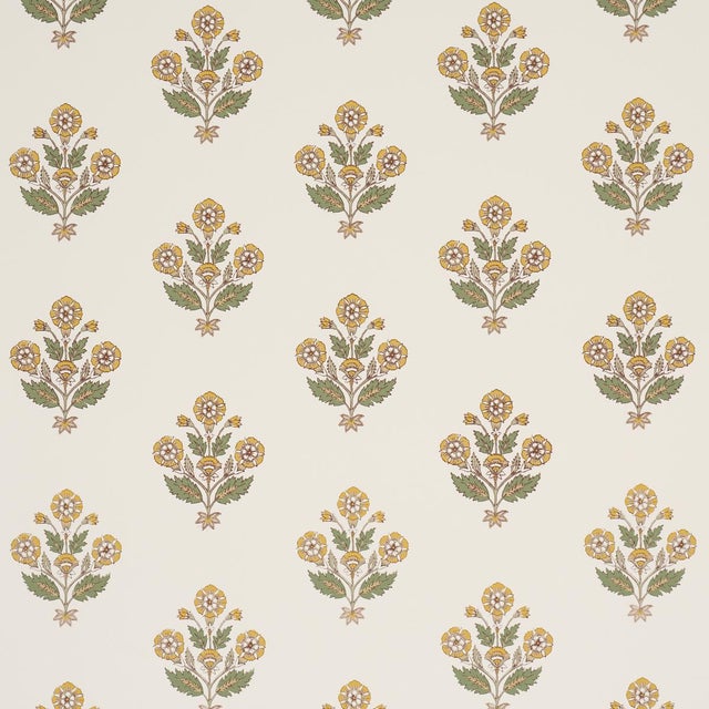 Inspired by traditional Indian block motifs and screen-printed by hand, this sweet small-scale floral wallpaper adds an...