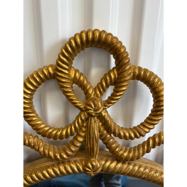 Wood Vintage Carver's Guild Rope Bow Mirror For Sale - Image 7 of 9