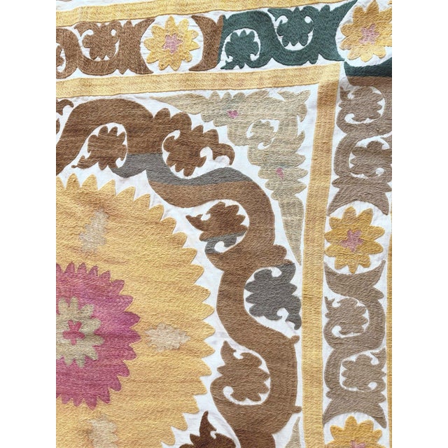 Suzani Tribal Textile - Terracotta Uzbek Tablecloth For Sale In New York - Image 6 of 7