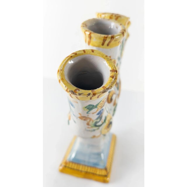 White 19th/20th Century European Majolica Maiolica Faience Tulipiere Flower Vase For Sale - Image 8 of 13