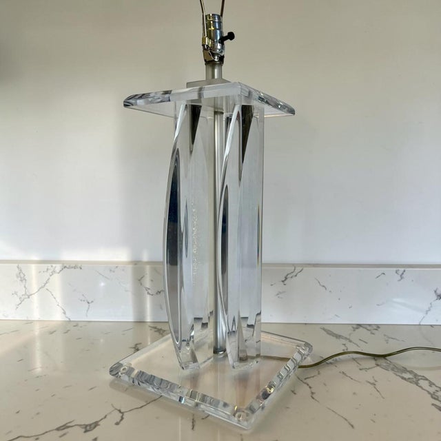 Plastic Van Teal Style Lucite Table Lamp For Sale - Image 7 of 9