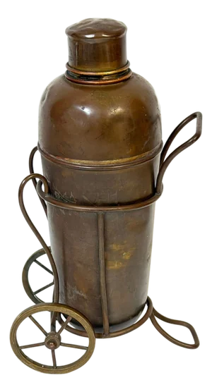 Italian Interwar Industrial Copper Cocktail Shaker with Wheeled Caddy, 1925-35