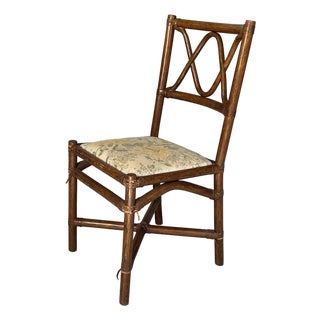 20th Century Italian Chair in Rattan and Floral Fabric, 1890s For Sale