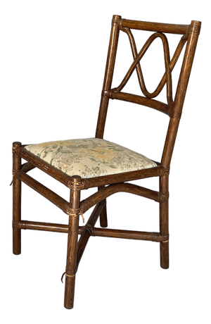 20th Century Italian Chair in Rattan and Floral Fabric, 1890s