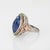 Vintage Art Deco Ring Natural Ceylon Sapphire Enamel Cocktail 14k Gold Filigree, Size 5.25 For Sale - Image 4 of 7