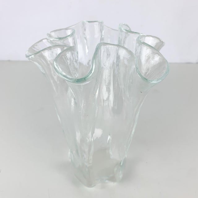 Stunning vintage hand blow art glass vase with flowing handkerchief like design. Clear glass. Gorgeous lines. Great...