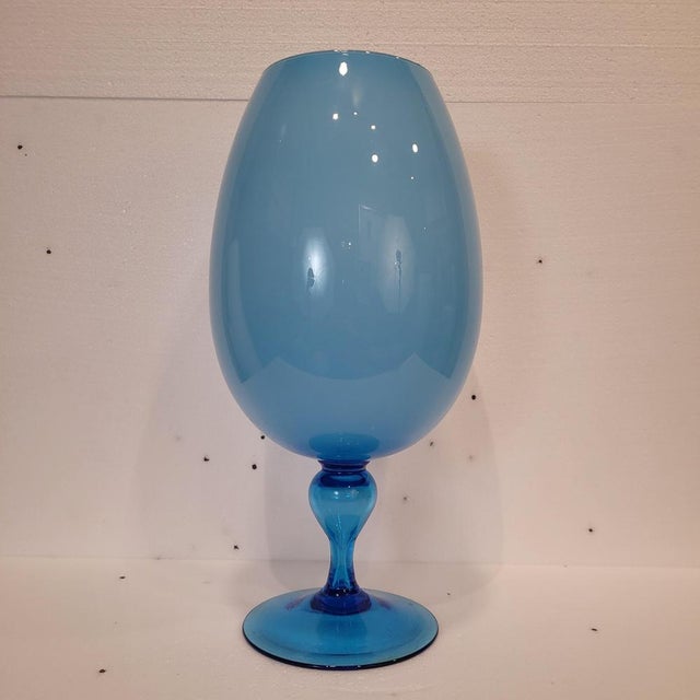 1970s Vintage Italian Opal Blue Crystal Vase, 1970s For Sale - Image 5 of 18