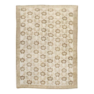 Vintage Neutral Floral Color Turkish Kars Small Rug - 3'8" x 4'11" For Sale