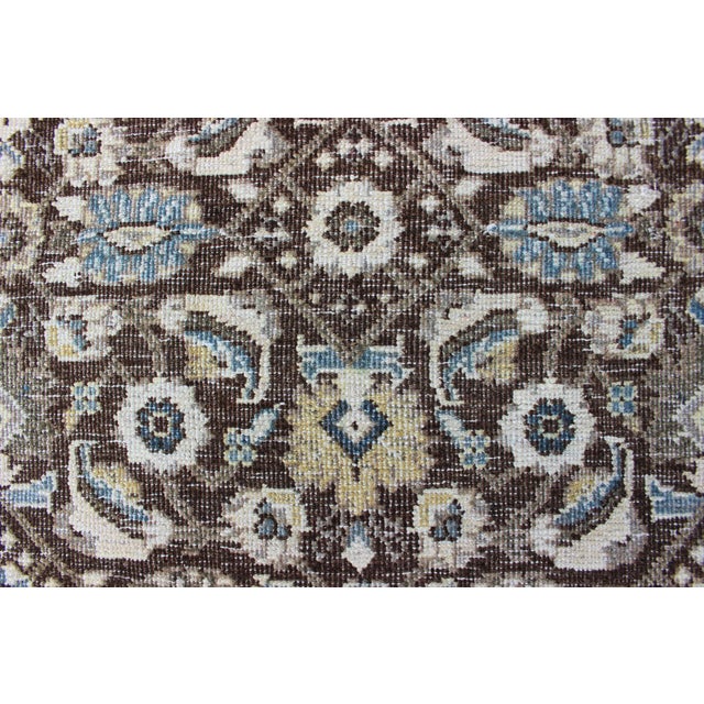 Chocolate Brown Background Antique Persian Tabriz Rug With All-Over Design For Sale - Image 12 of 16