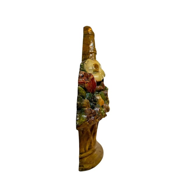 Early 20th Century Early 20th Century Painted Cast Iron Flower Basket Doorstop For Sale - Image 5 of 8