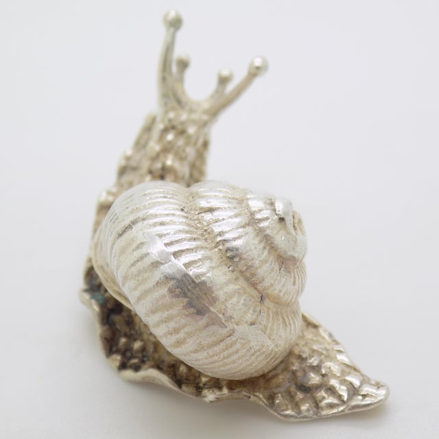 Vintage Italian Handmade Silver Life Size Snail Figurine, 1960s For Sale - Image 6 of 12