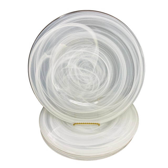 1990s Alabaster Glass Dinner & Salad Plates- Set of 10 For Sale - Image 4 of 9