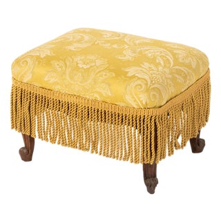 Louis XV Style Yellow Damask Upholstered Ottoman For Sale