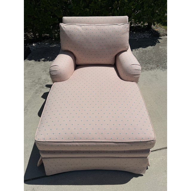 Textile Vintage Baker Furniture English Roll Arm Chaise Lounge Chair For Sale - Image 7 of 12