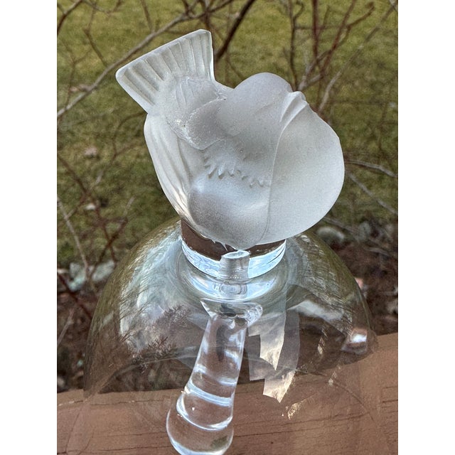 Lalique 1960s Lalique Crystal Table Bell | Frosted Sparrow | Art Nouveau Style | Signed Lalique France For Sale - Image 4 of 9