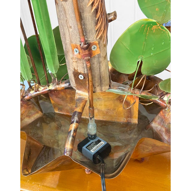 Outsider Folk Copper Art Garden Indoor Water Fountain W/ Live Edge Log For Sale - Image 10 of 12
