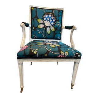 Restyled Vintage Green Armchair For Sale