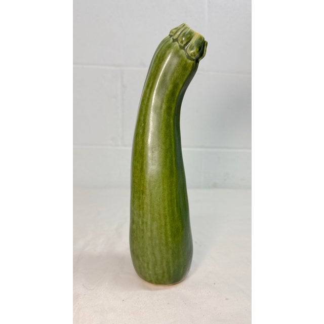 1990s Vintage 97' Handmade Patricia Garrett Figural Vegetable Zucchini Pottery Vase For Sale - Image 5 of 10