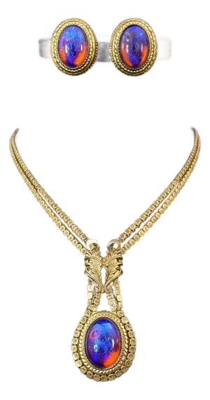 Whiting & Davis Dragon’s Breath 1940s Necklace & Earrings Set