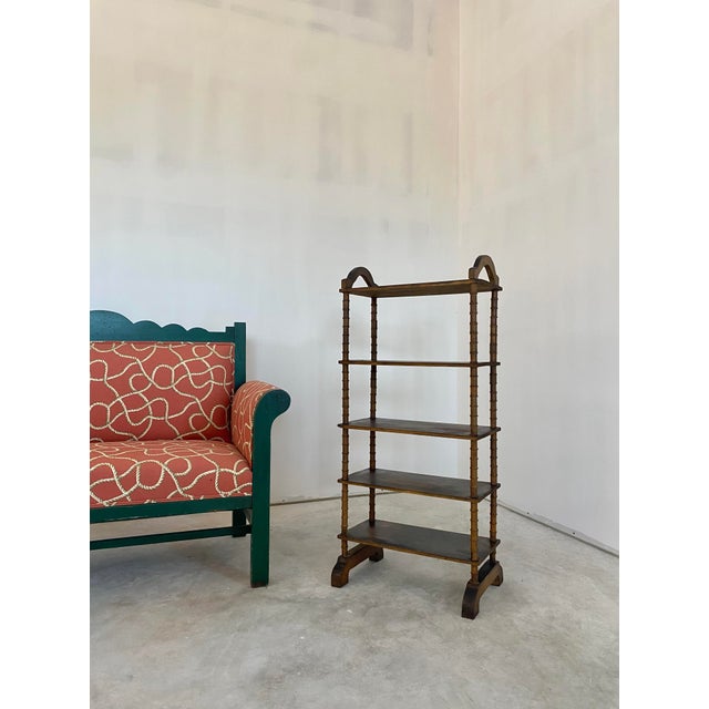 Wood Mid 19th Century Folk Art Primitive Spool Shelf For Sale - Image 7 of 18