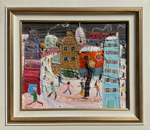 Éric Chomis, Lyonnaise School Painting, Le cœur dans la neige à Montmartre / The Heart in the Snow at Montmartre