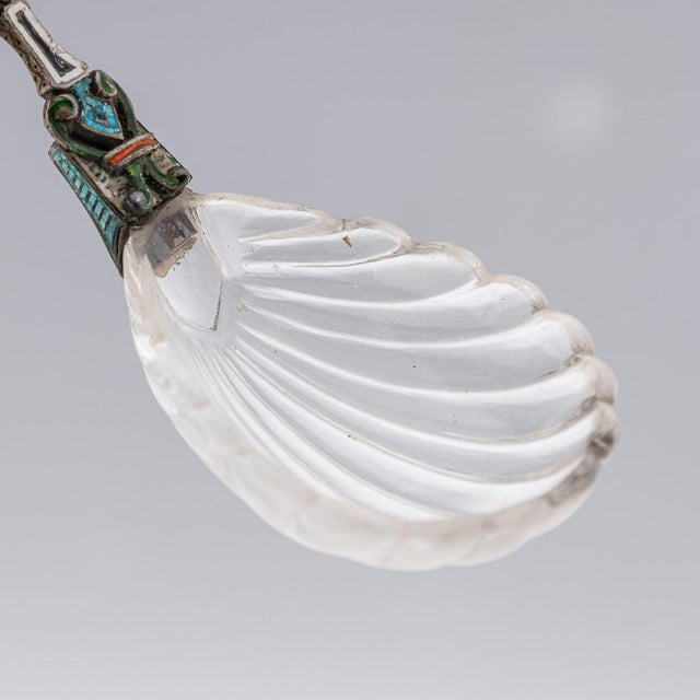 Late 19th Century Antique 19th Century Austrian Silver, Enamel & Rock Crystal Spoons, 1880s, Set of 3 For Sale - Image 5 of 18