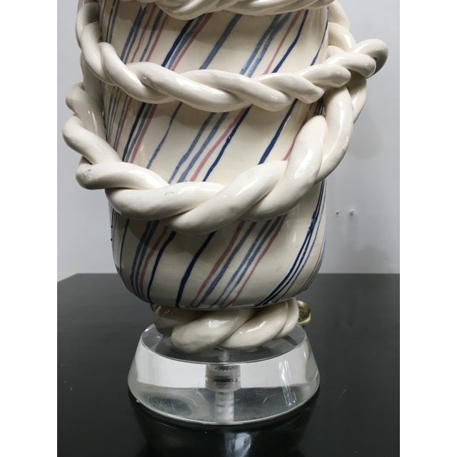 Rare Pair of Roy Hamilton “Bondage Series” Postmodern Ceramic Table Lamps, Los Angeles, Early 1980s For Sale - Image 11 of 13
