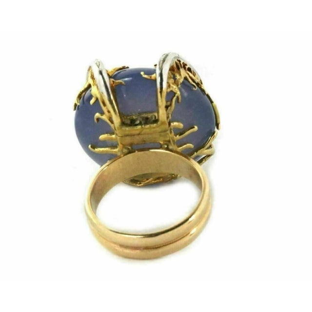 Mid 20th Century Mid 20th Century Diamond Chalcedony 14k Two Tone Gold Horseshoe Design Ring - Size 5.5 For Sale - Image 5 of 7